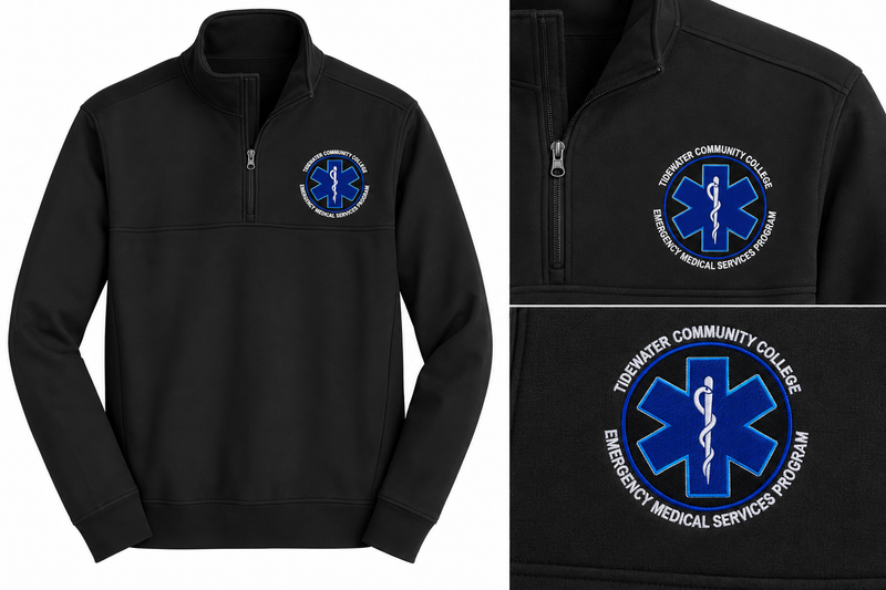 TCC EMS Staff Only Embroidered Quarter-Zip Pullover – Black